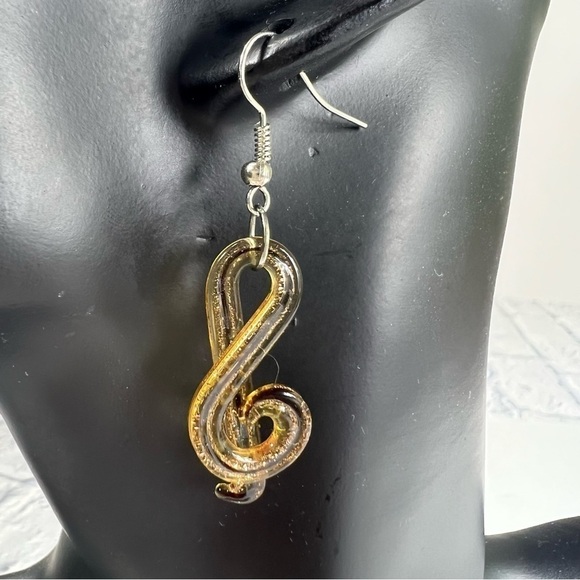 Murano glass earring and pendant set musical note - Picture 8 of 9